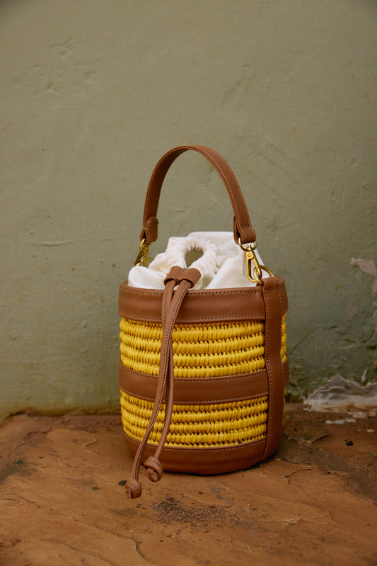 Palm Mirage Bucket Bag (Yellow)