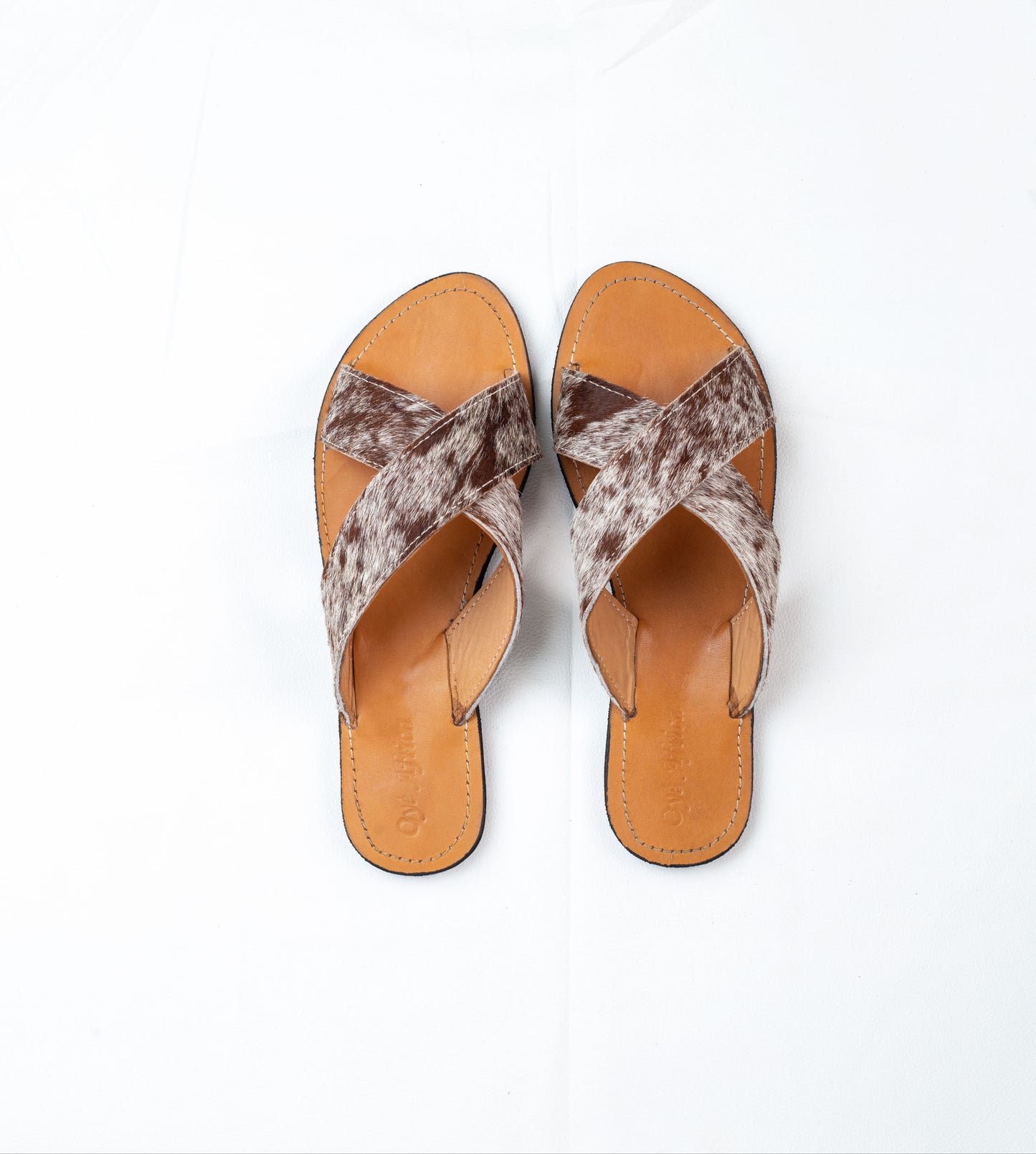 Cowhide cross strap sandals